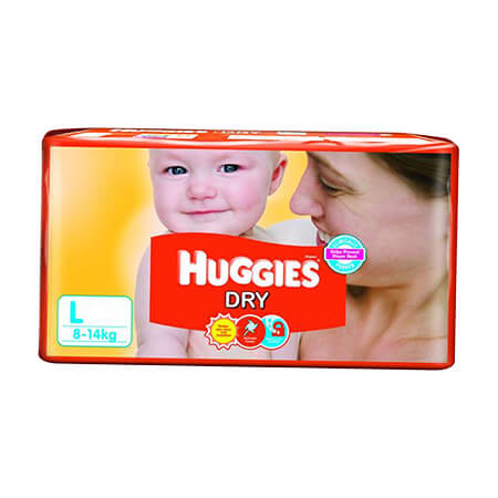 Huggies Dry Baby Diaper (Belt System) L( 8-14 kg)