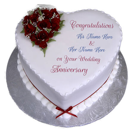 White Heart Anniversary Cake